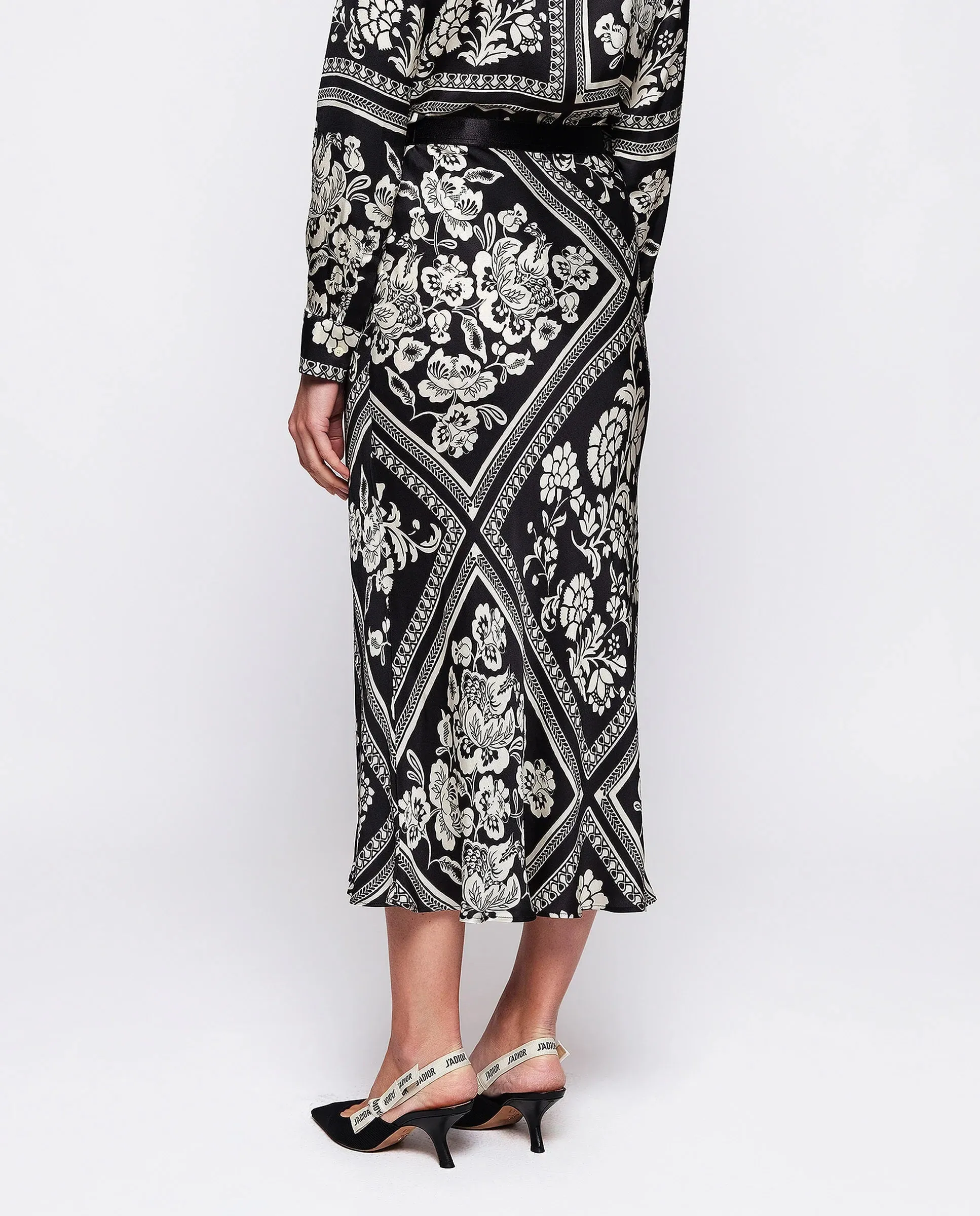 MIRTO 1956 - BLACK AND WHITE PRINT MIDI SKIRT