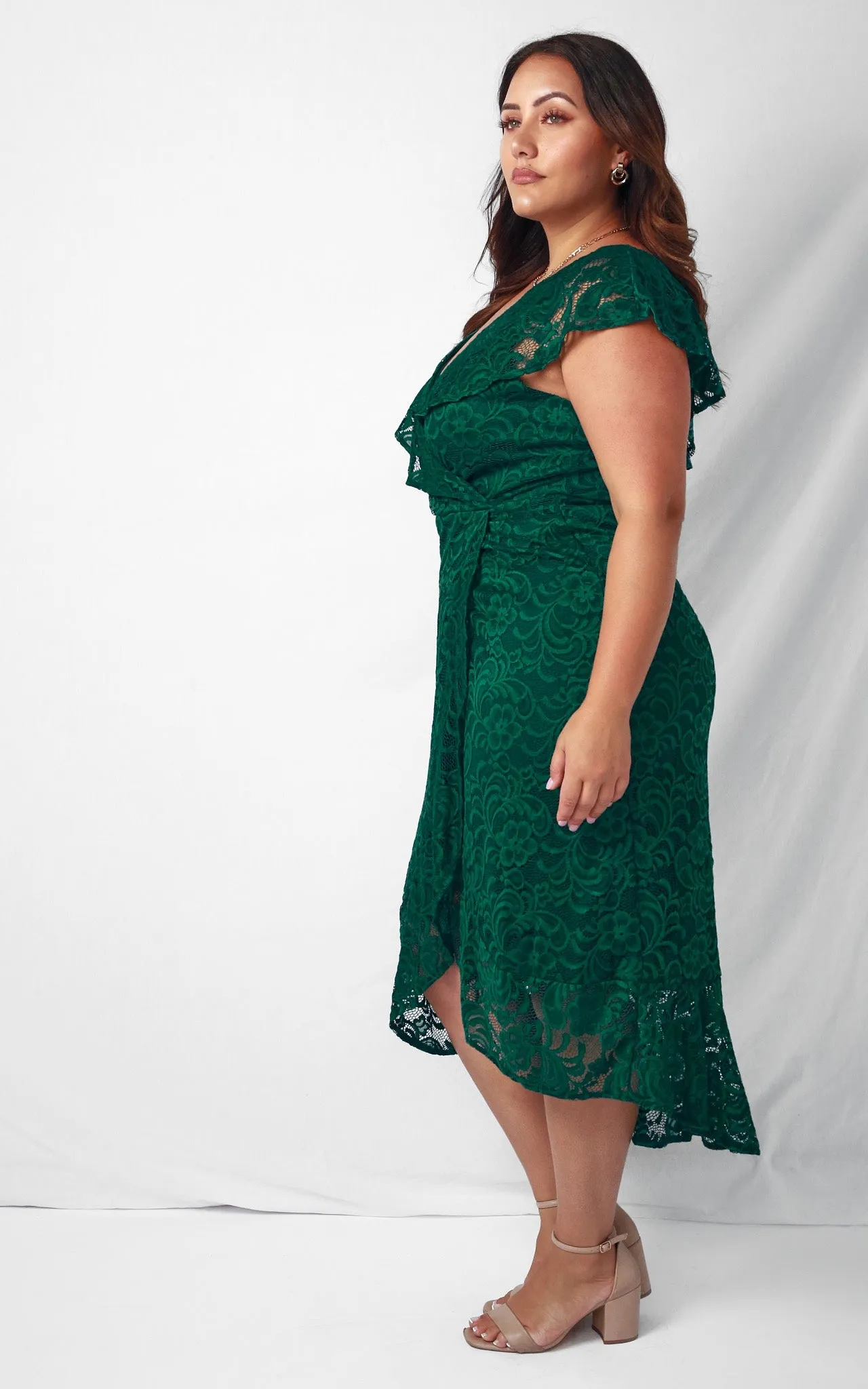 Mon Cherie Lace Midi Dress - Emerald