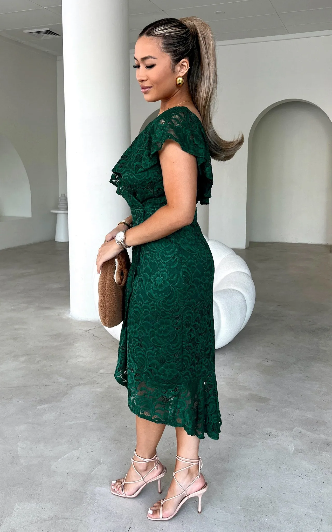 Mon Cherie Lace Midi Dress - Emerald