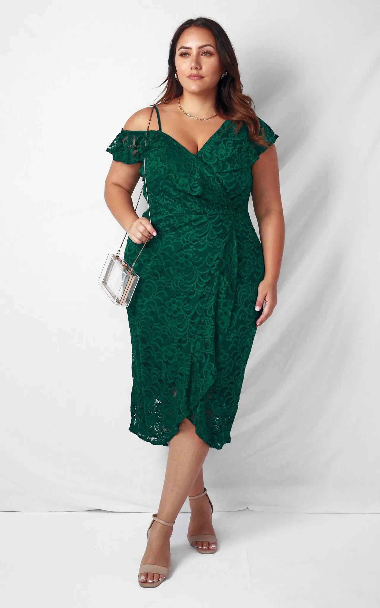 Mon Cherie Lace Midi Dress - Emerald