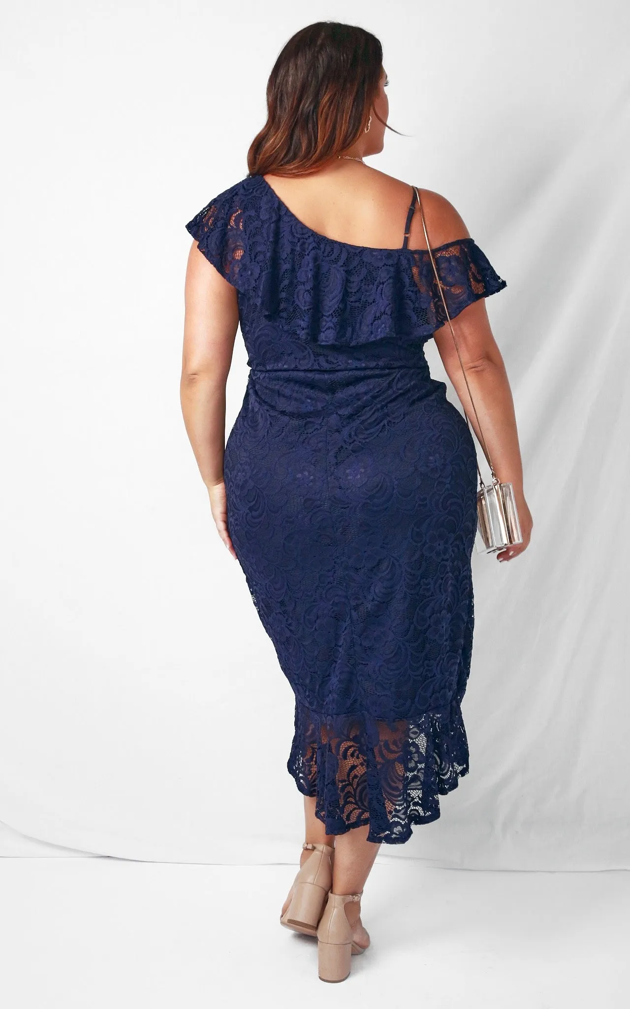 Mon Cherie Lace Midi Dress - Navy