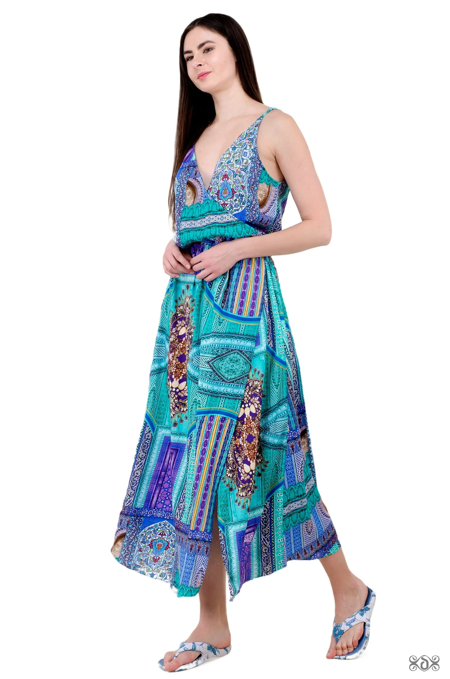 MOROQQOE Super Aqua Fez Devarshy Organic Cotton Long Strap Dress