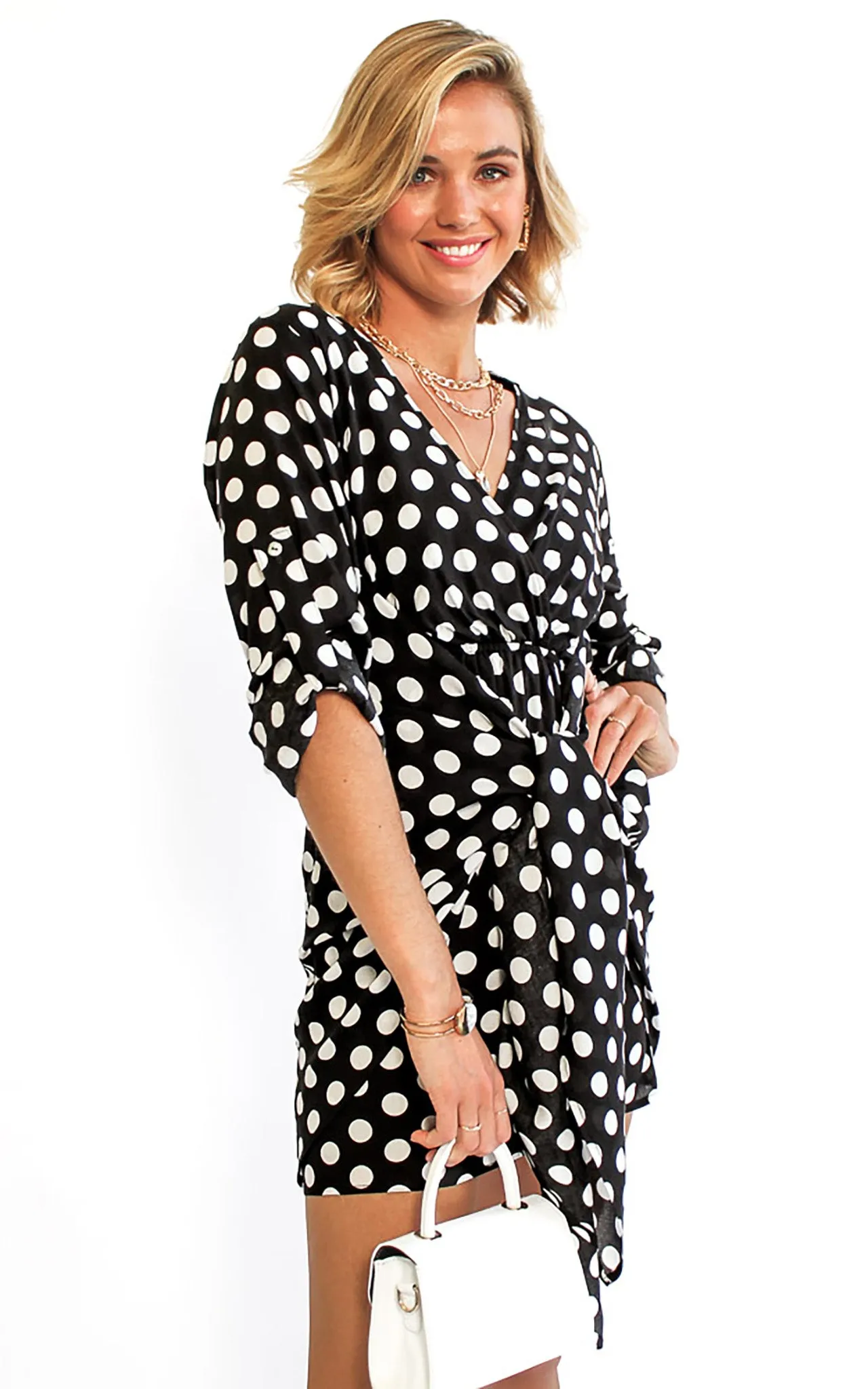 Mykonos Dress - Black Polka