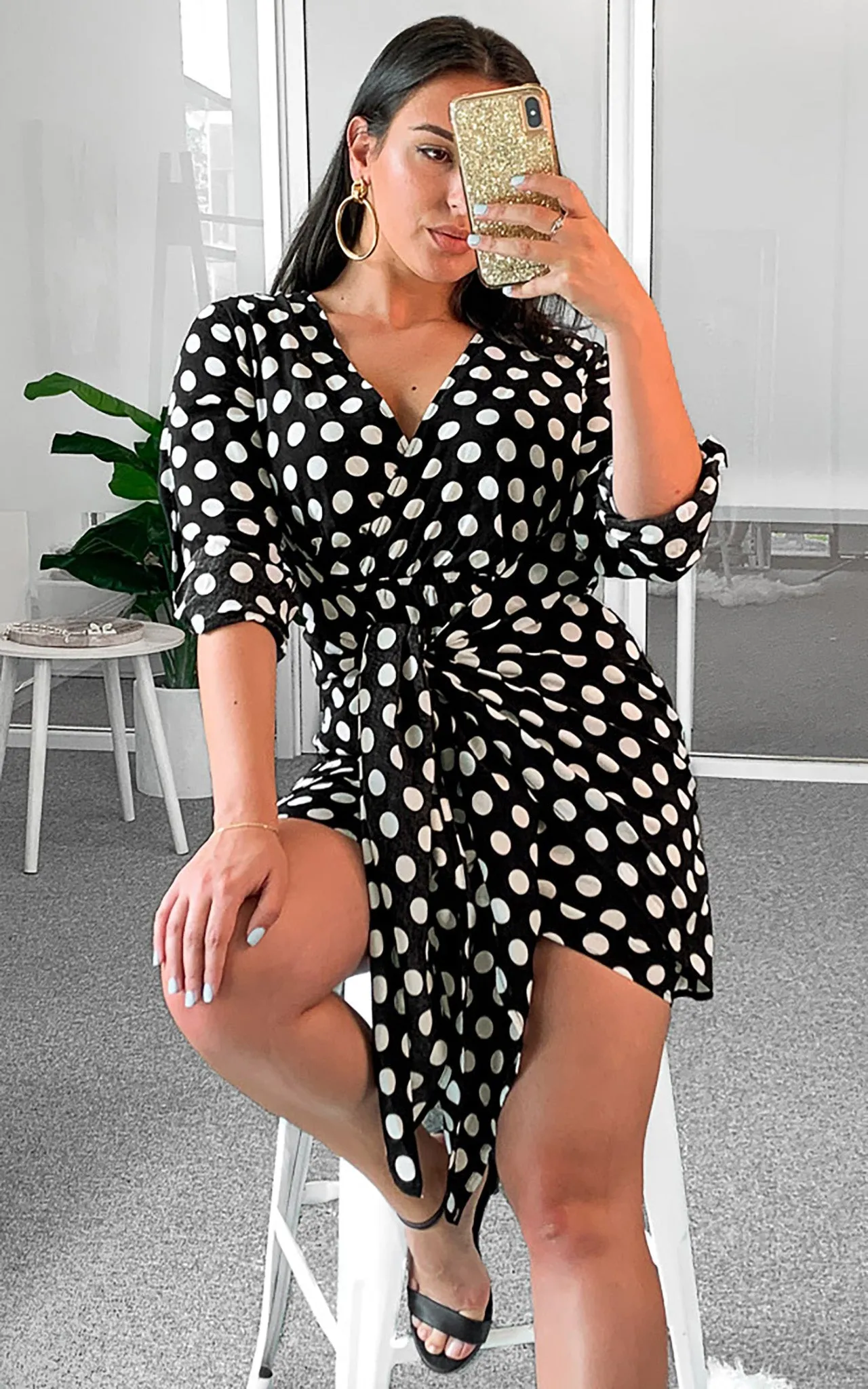 Mykonos Dress - Black Polka