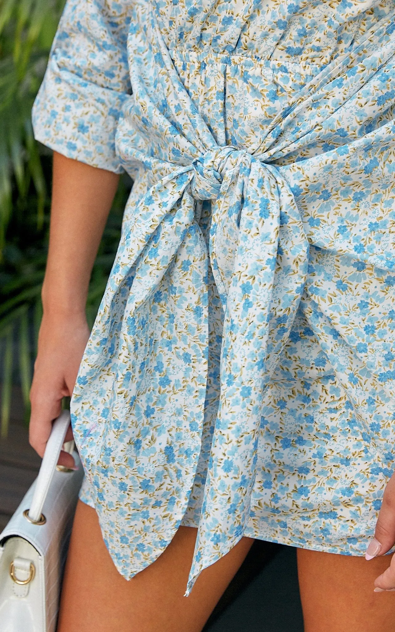 Mykonos Dress - White Blue Floral