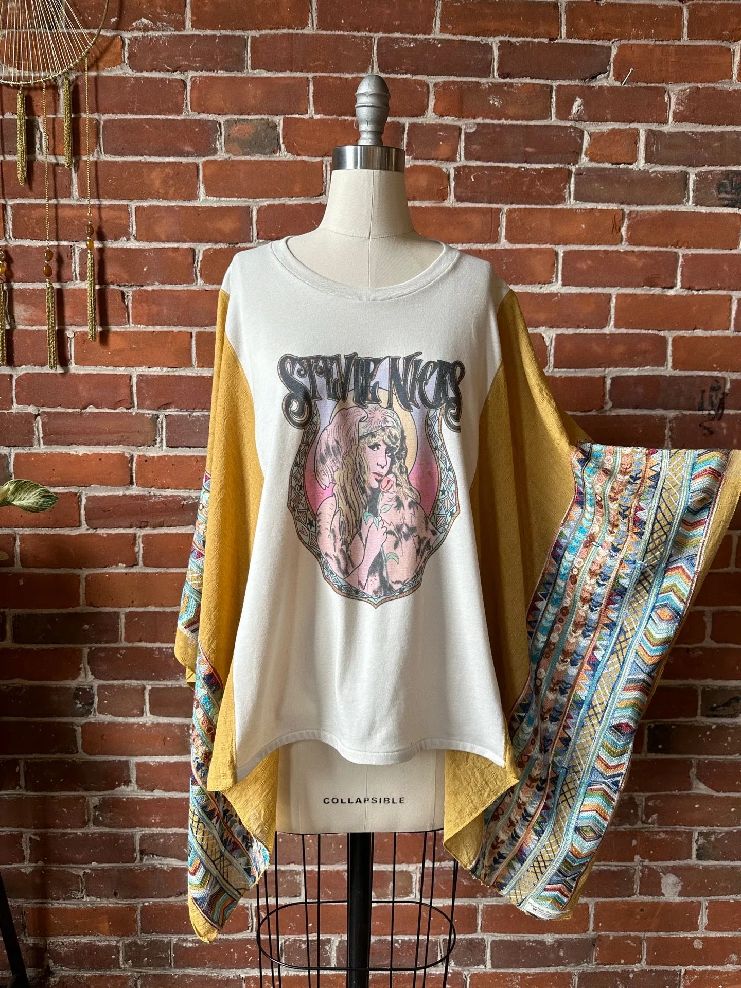 Mystical Stevie Nicks Inspired Golden Yellow Embroidered Poncho