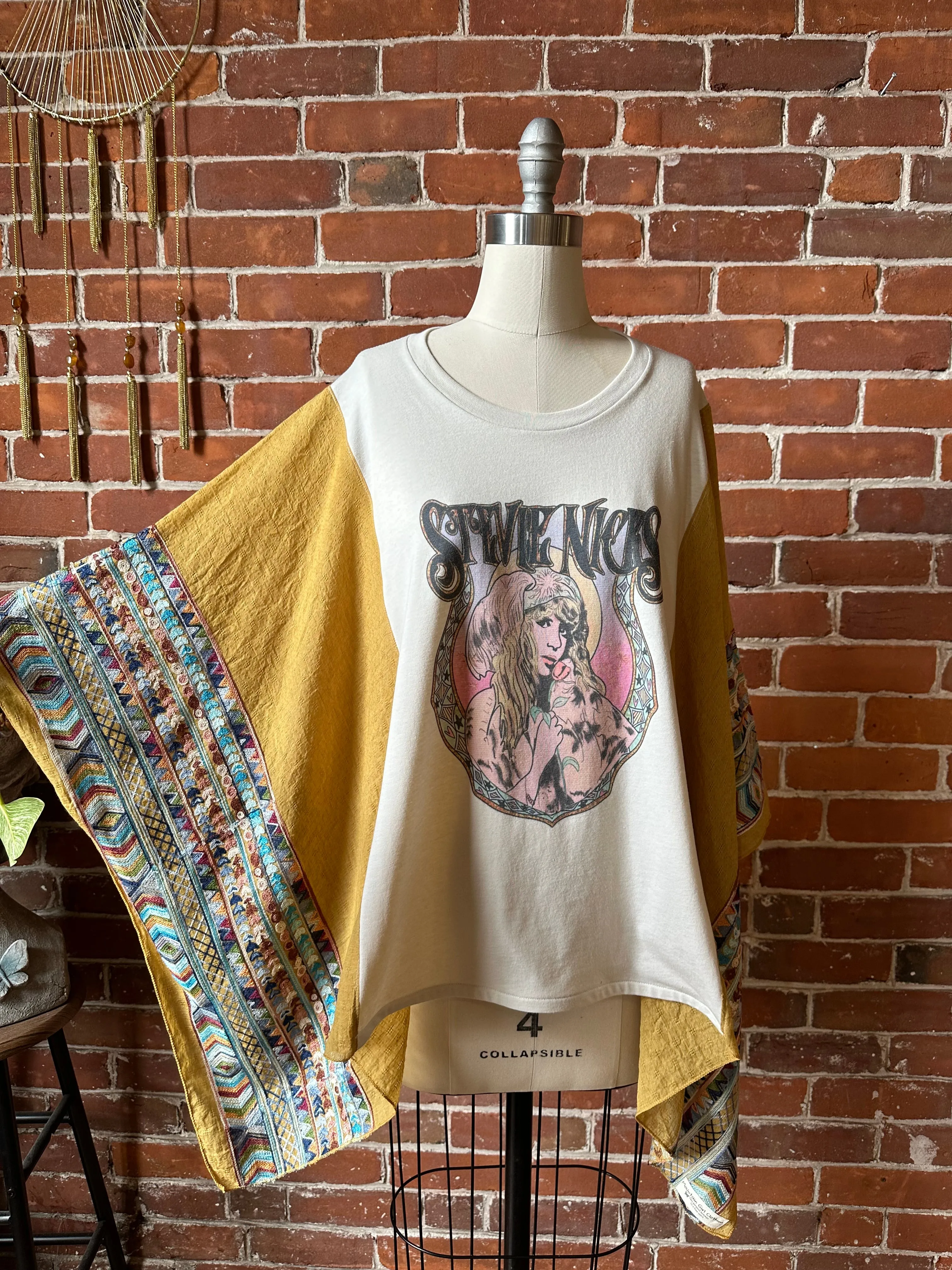 Mystical Stevie Nicks Inspired Golden Yellow Embroidered Poncho