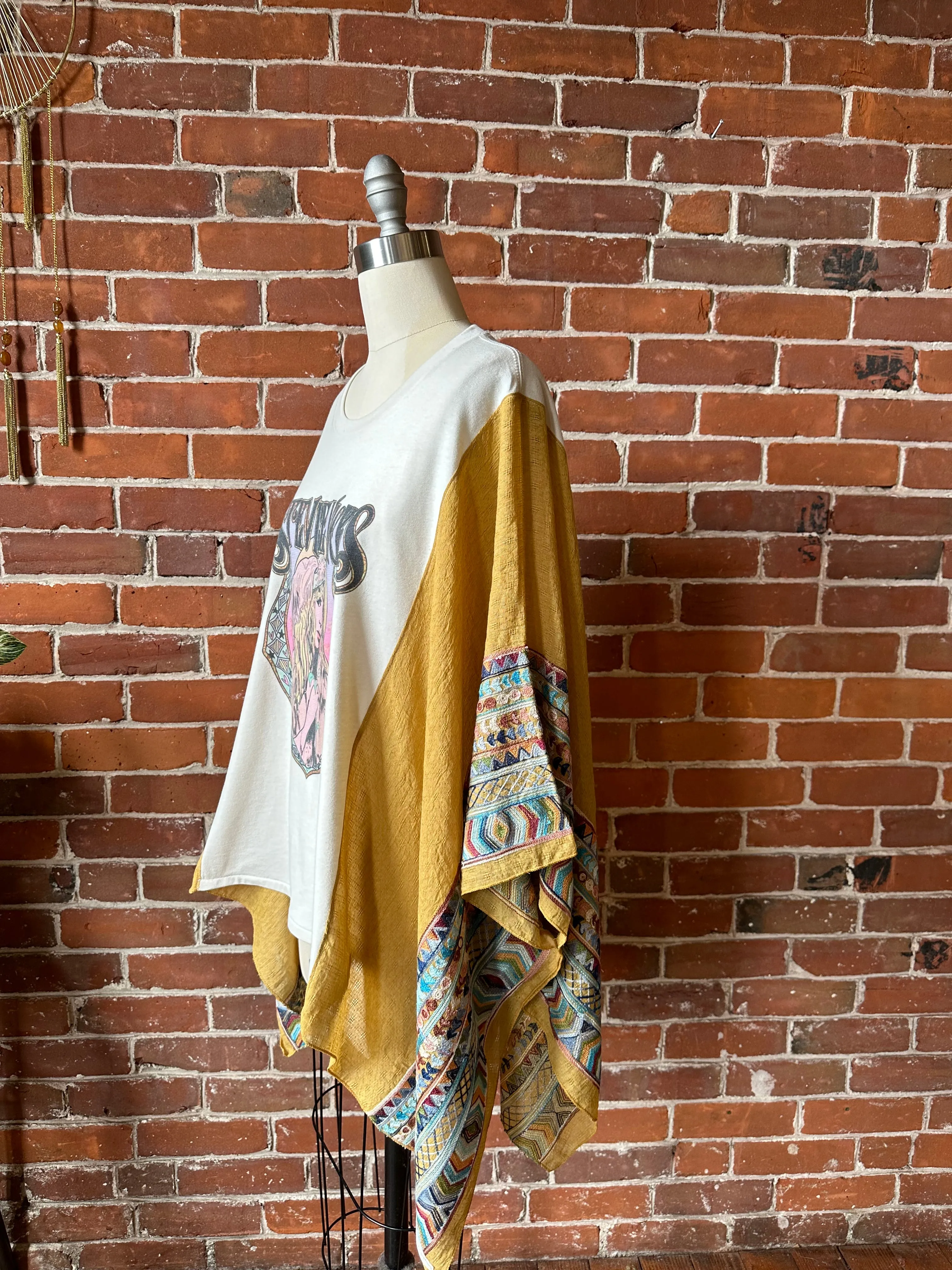 Mystical Stevie Nicks Inspired Golden Yellow Embroidered Poncho