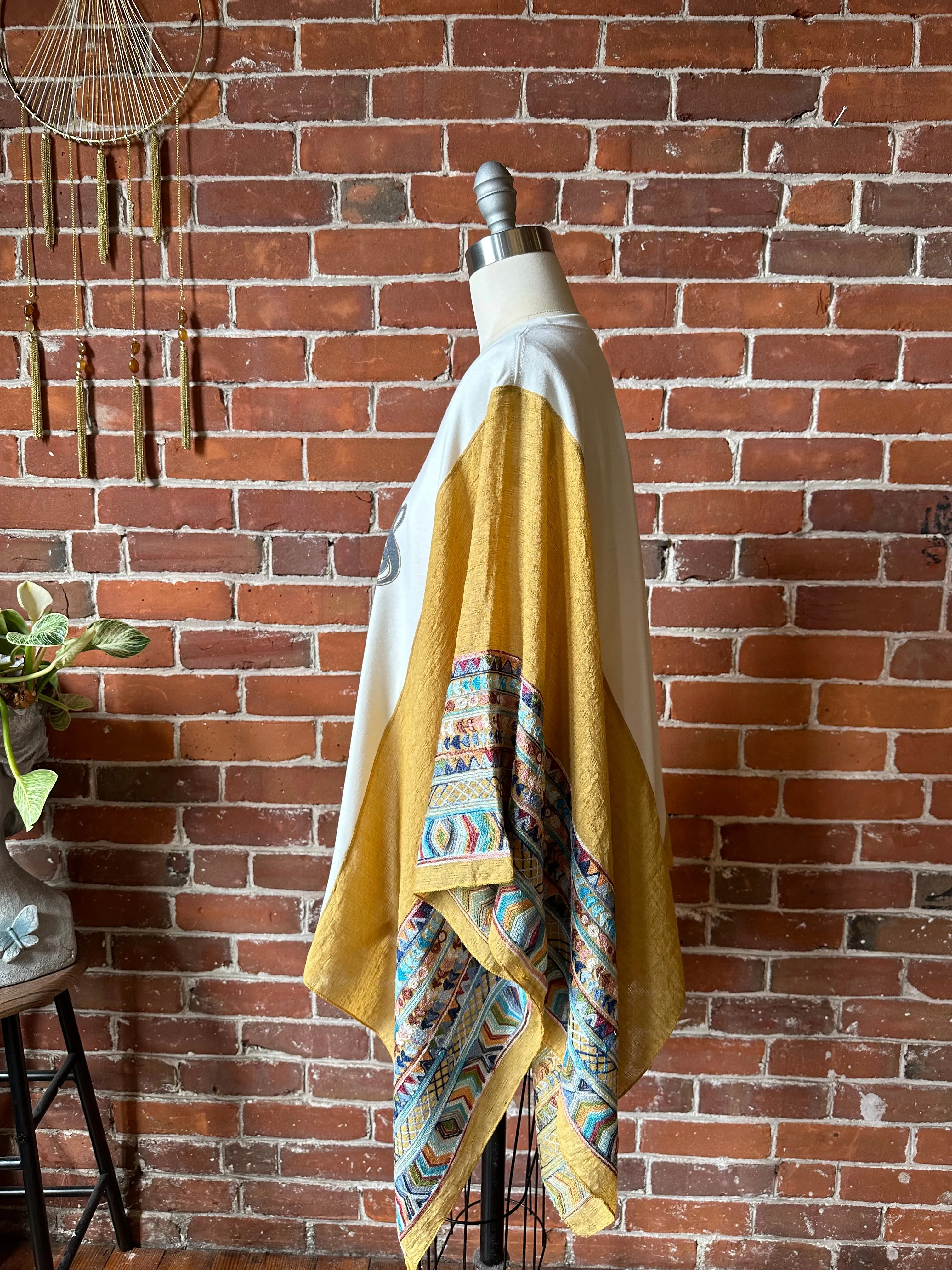 Mystical Stevie Nicks Inspired Golden Yellow Embroidered Poncho