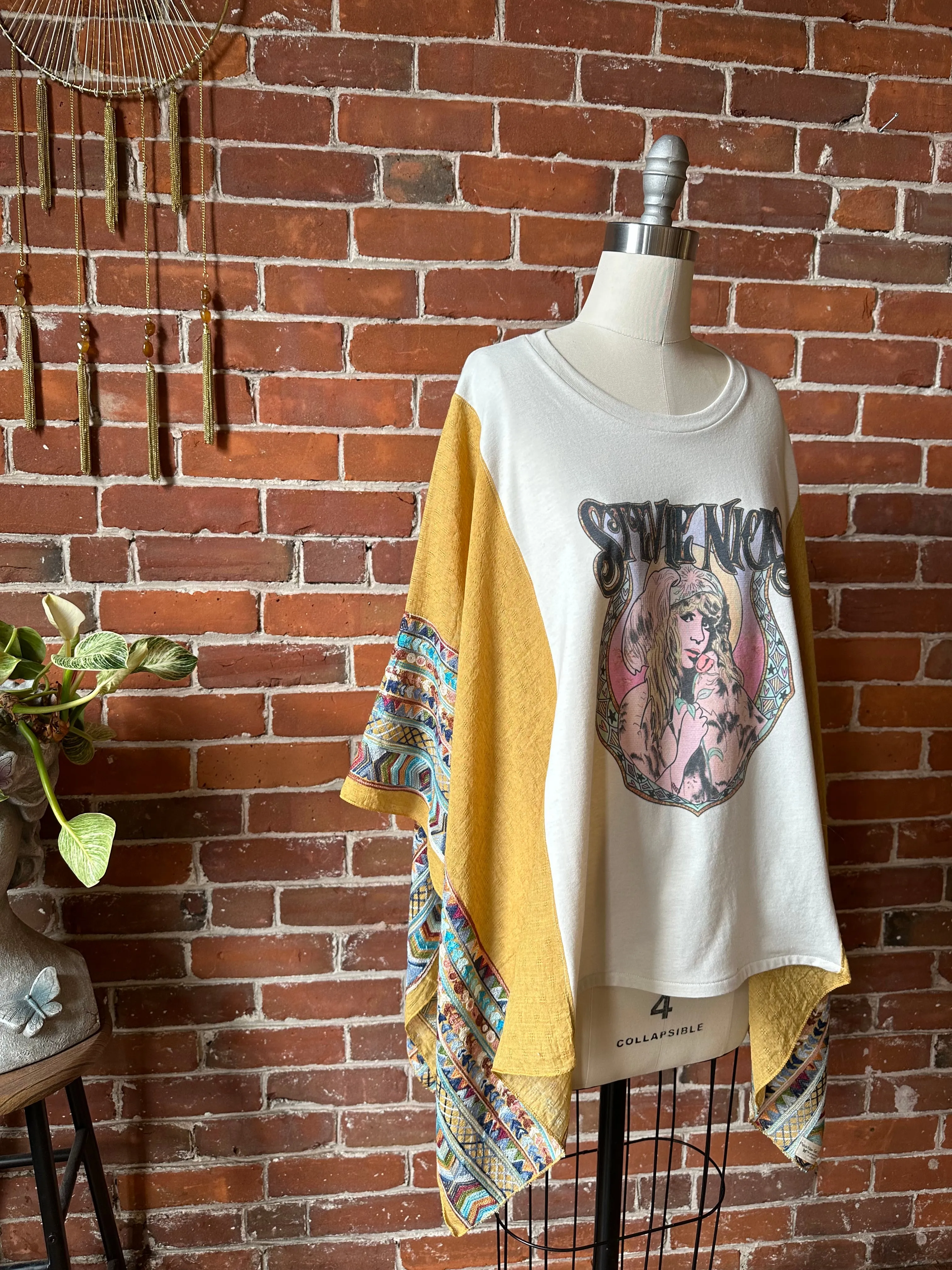 Mystical Stevie Nicks Inspired Golden Yellow Embroidered Poncho