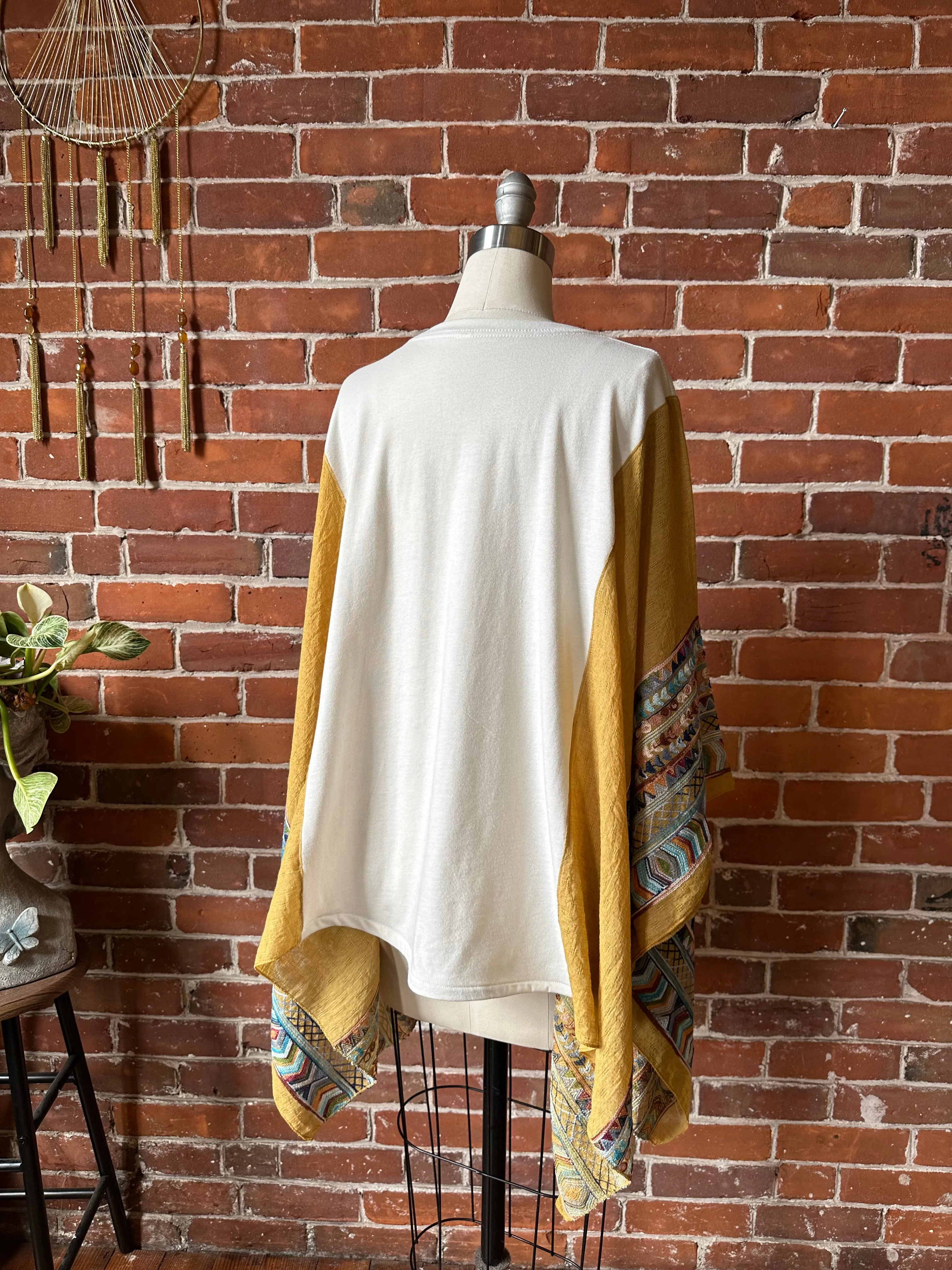 Mystical Stevie Nicks Inspired Golden Yellow Embroidered Poncho