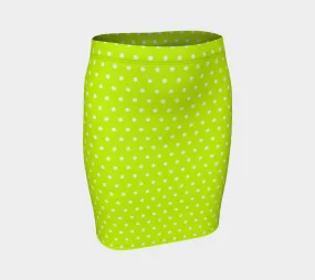 Neon Green Polka Dot Fitted Skirt