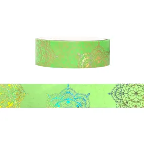 Neon Lime Green Mandala washi (15mm   light gold holographic foil)