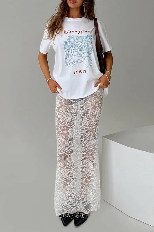 NEW!! The Lainey White Lace Maxi Skirt w/out Liner