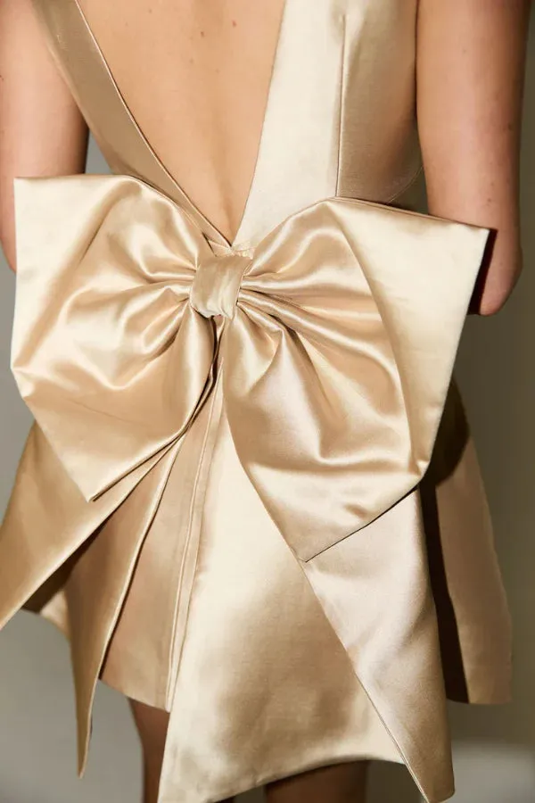 Odd Muse The Ultimate Muse Bow Details Mini Dress - Gold