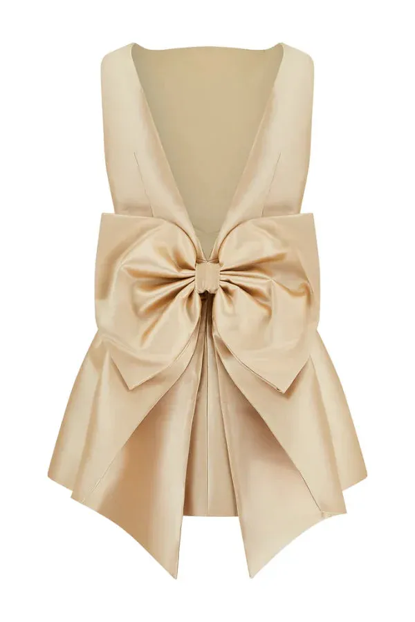 Odd Muse The Ultimate Muse Bow Details Mini Dress - Gold