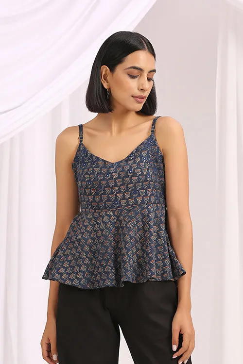 Okhai 'Engrave' Hand Block Printed Cotton Ajrakh Top