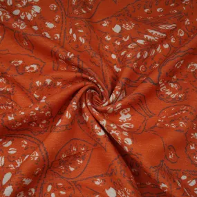 Orange Abstract Print Cotton Linen Fabric 21032