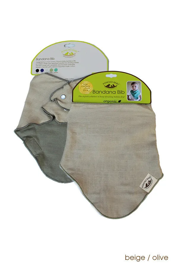 Organic Bandana Bib Reversible Beige/Olive