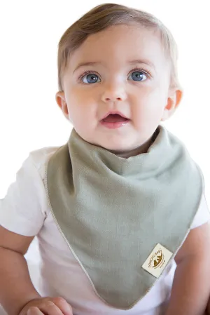 Organic Bandana Bib - Reversible Olive/Beige