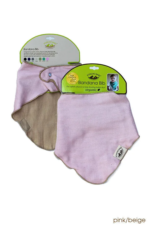 Organic Bandana Bib - Reversible Pink/Beige