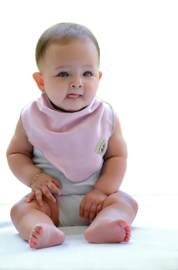 Organic Bandana Bib - Reversible Pink/Gray