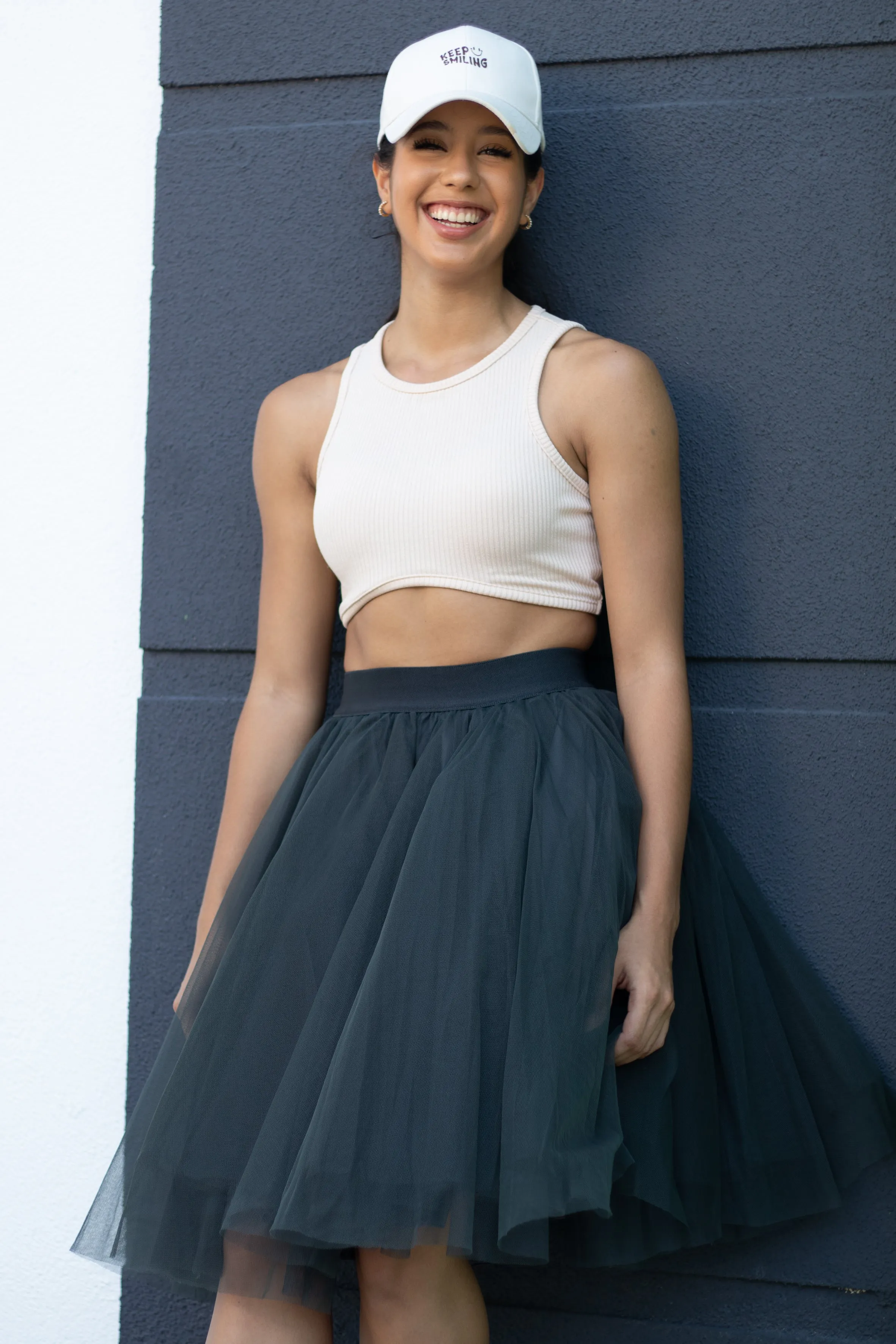 Over the Knee Dark Gray Tulle Skirt