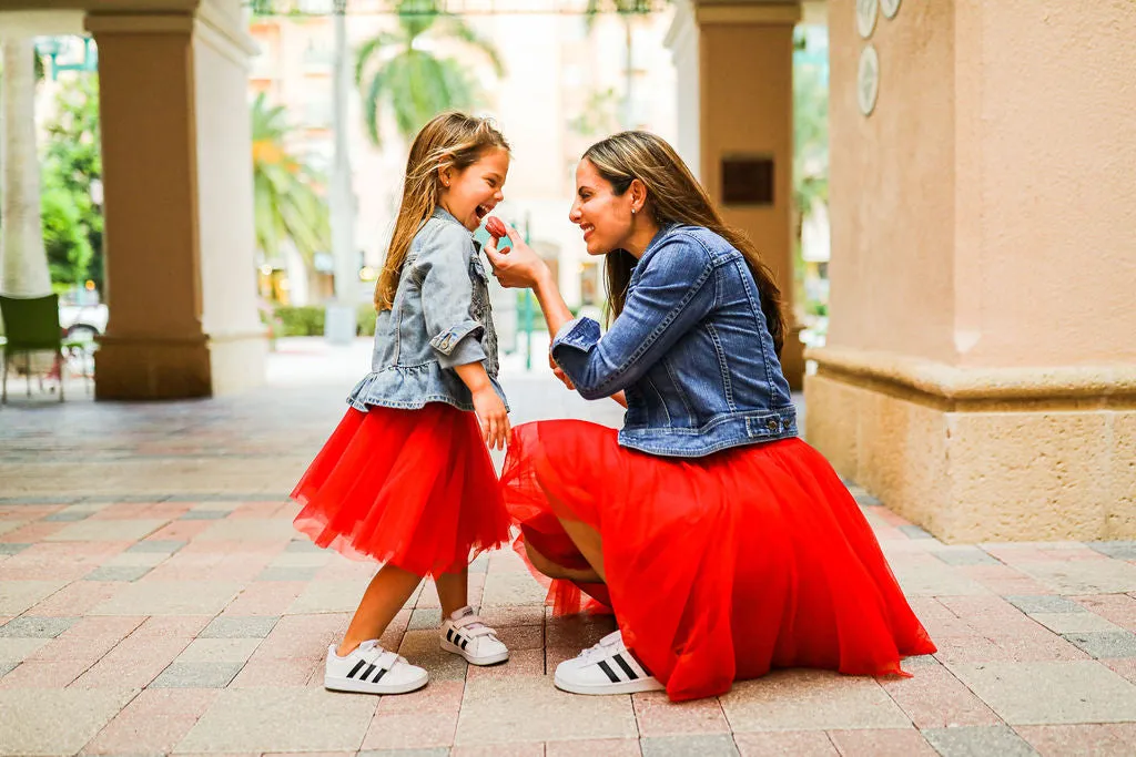 Over the Knee Red Tulle Skirt