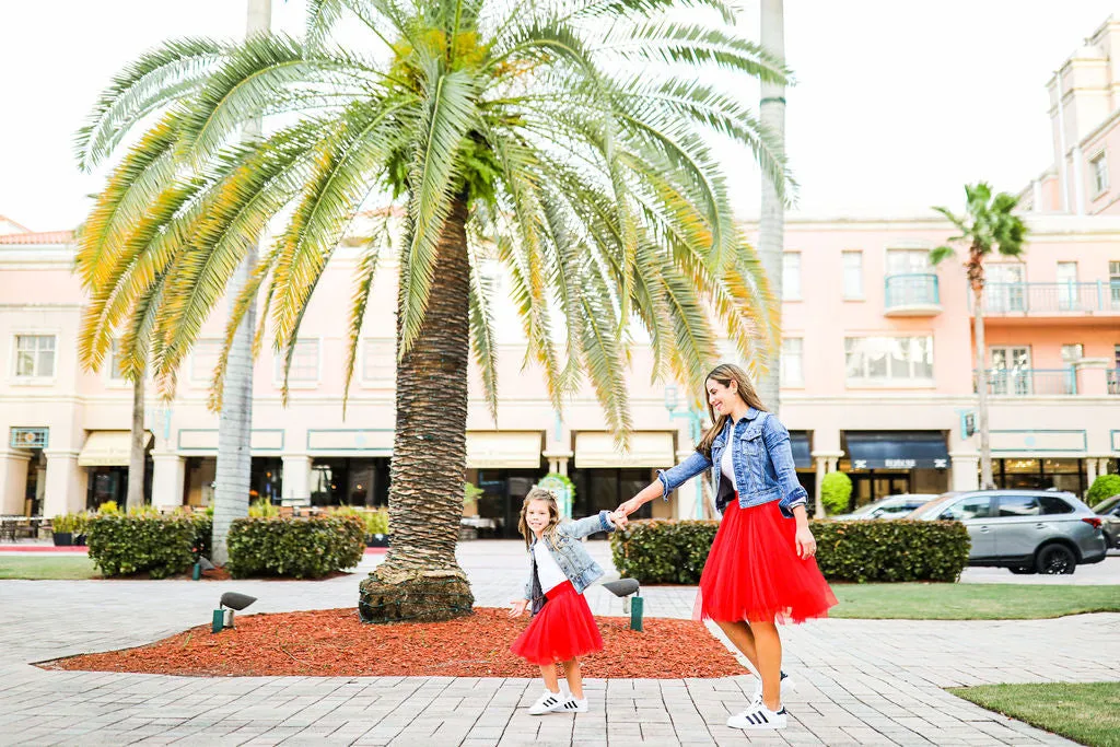 Over the Knee Red Tulle Skirt