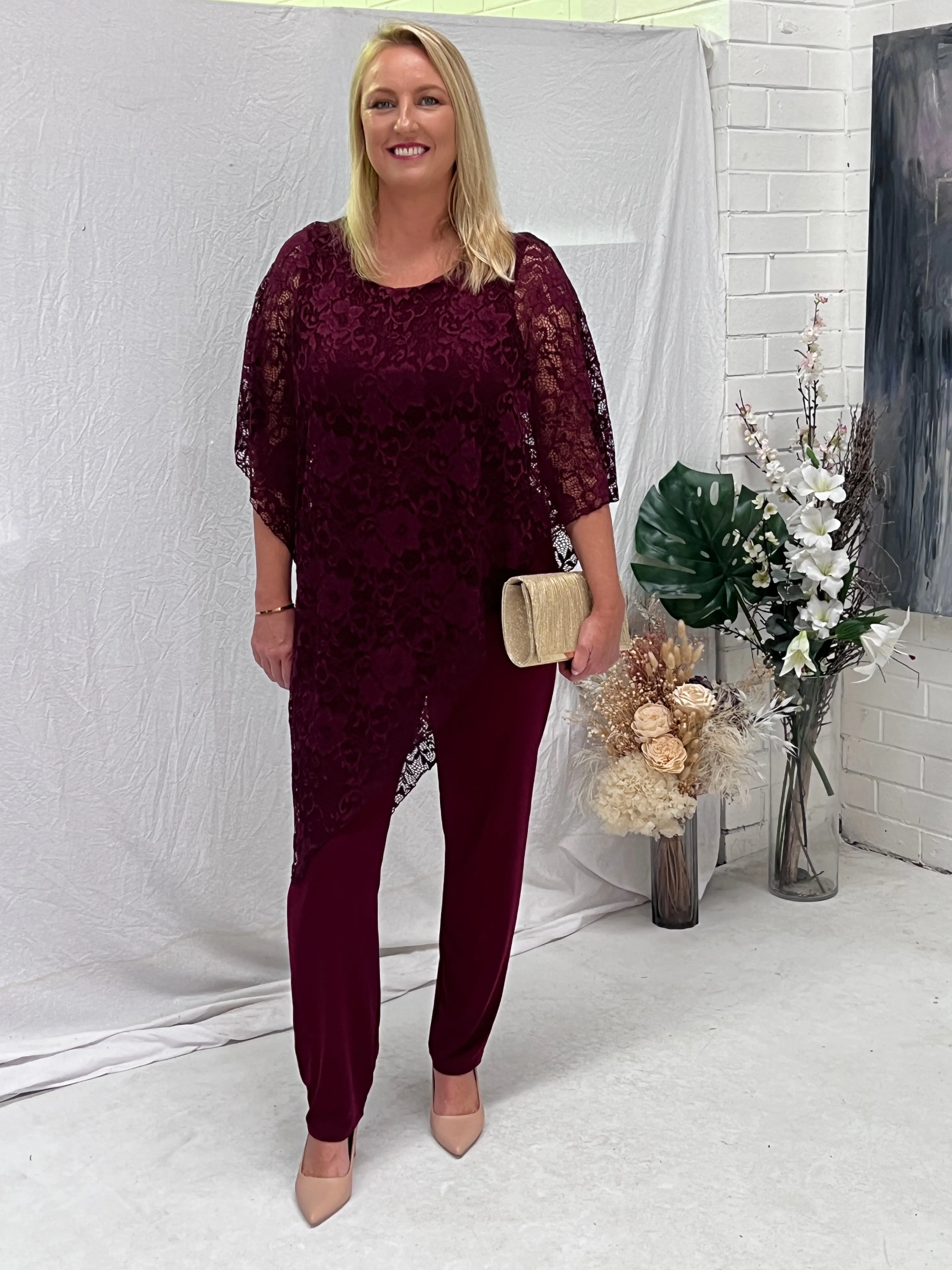 Owen Burgundy Lace Top