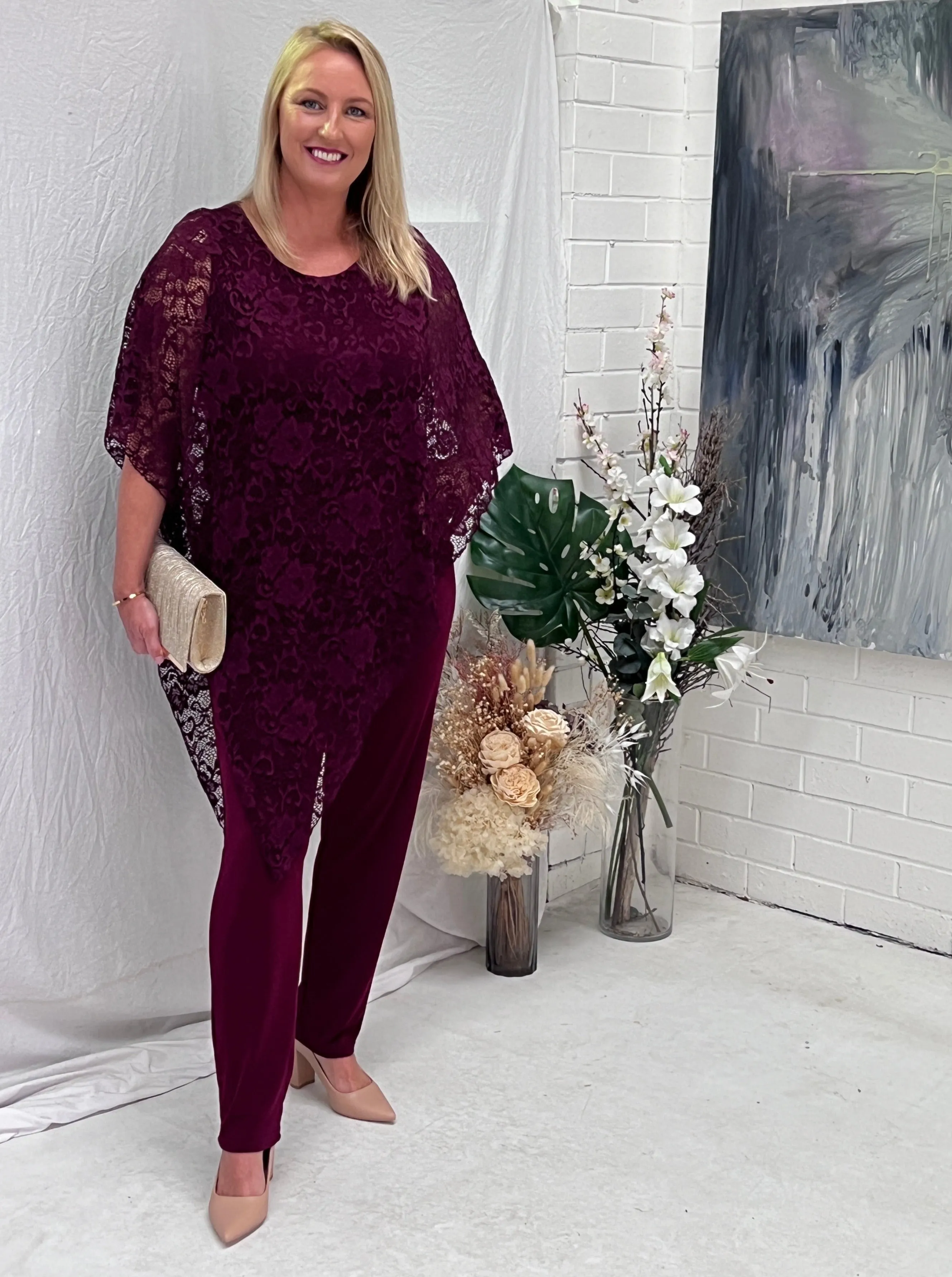 Owen Burgundy Lace Top