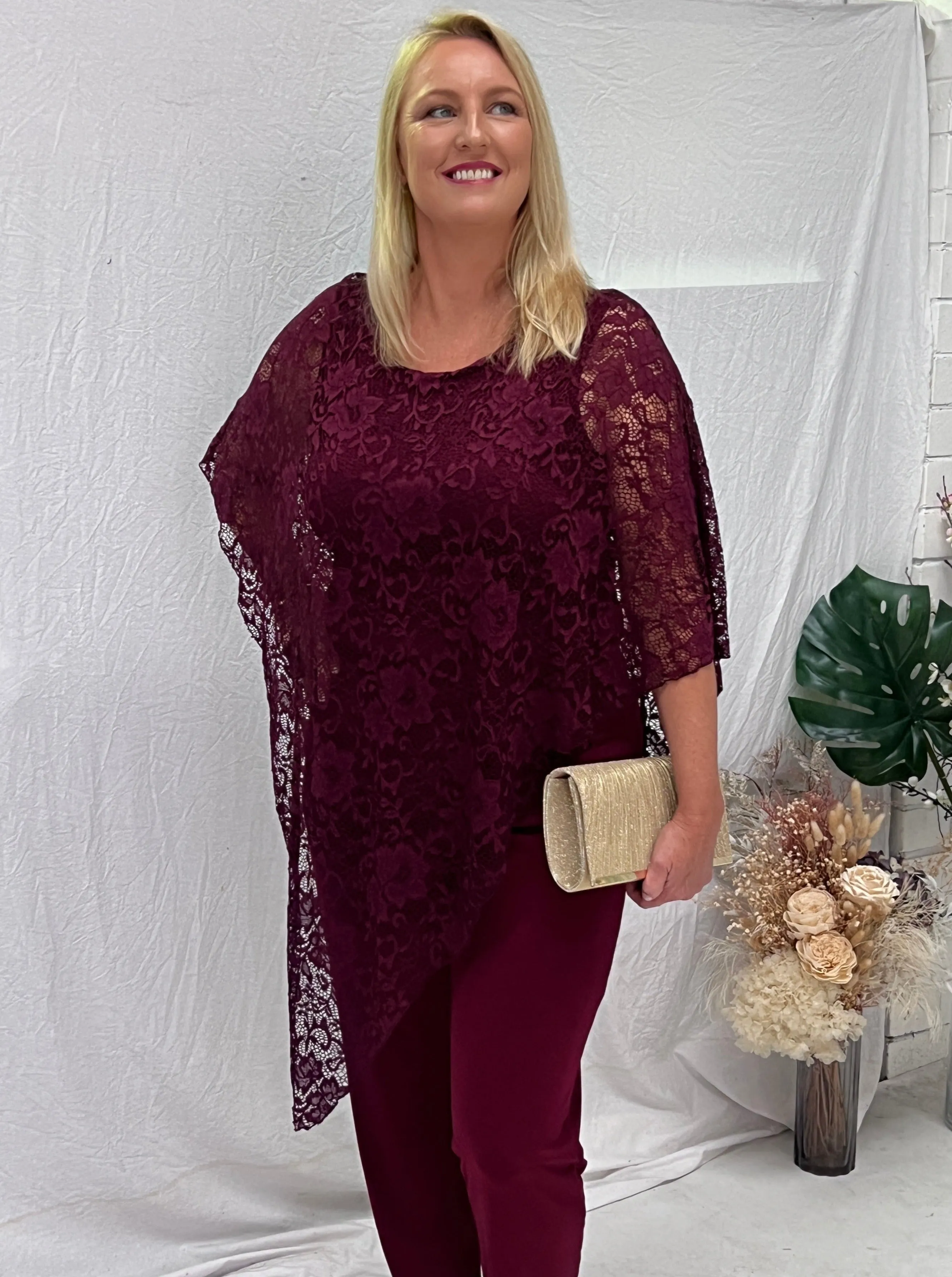 Owen Burgundy Lace Top