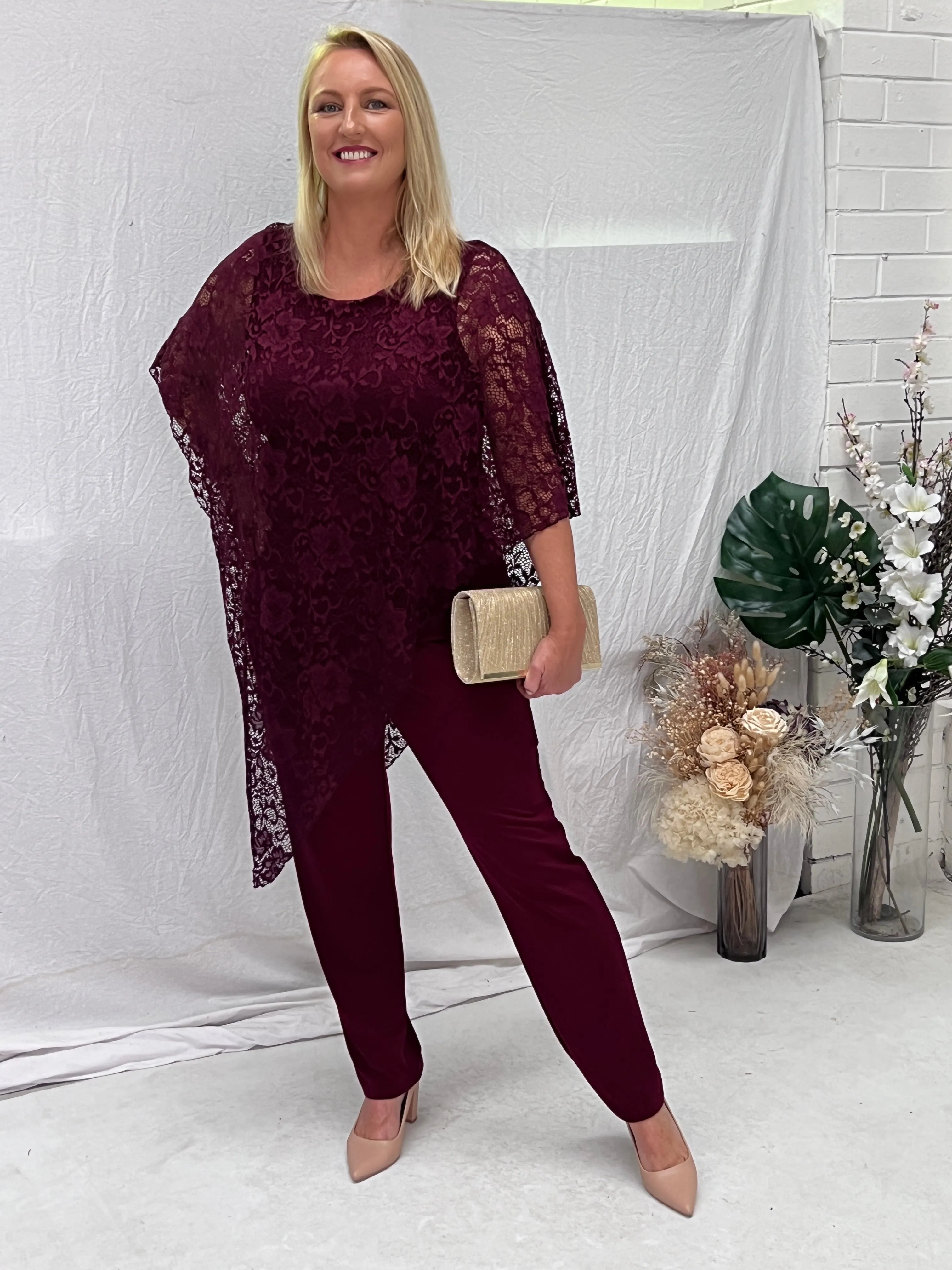 Owen Burgundy Lace Top