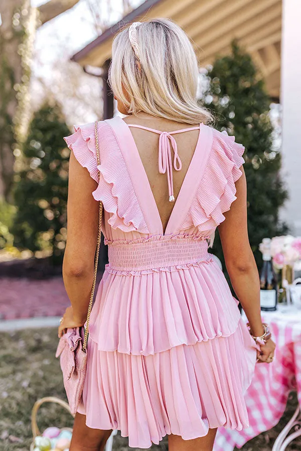 Pastries In Paris Pleated Dress In Blush