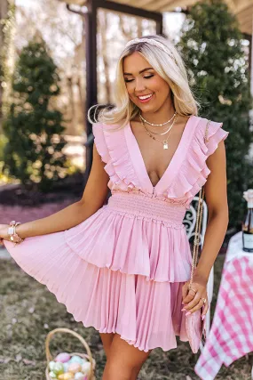 Pastries In Paris Pleated Dress In Blush