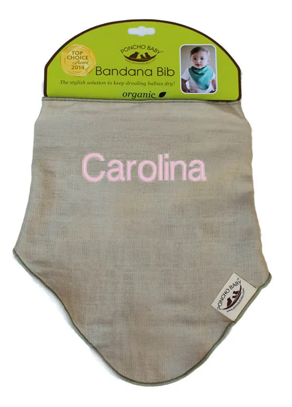 Personalized Bib - Organic Bandana Bib Beige/Olive