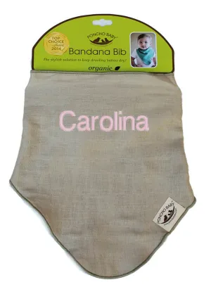 Personalized Bib - Organic Bandana Bib Beige/Olive