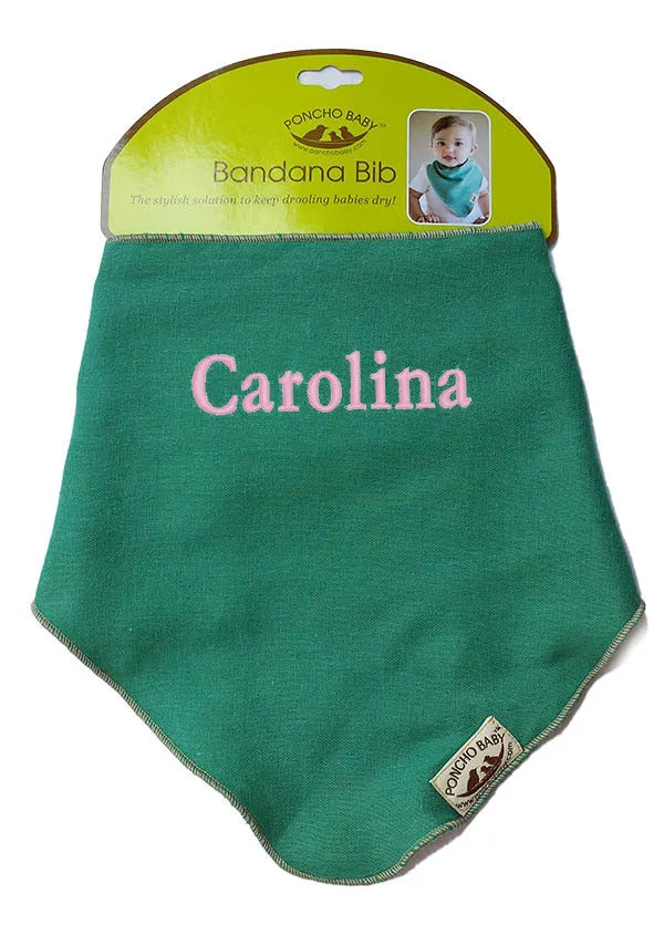 Personalized Bib - Organic Bandana Bib Emerald/Beige