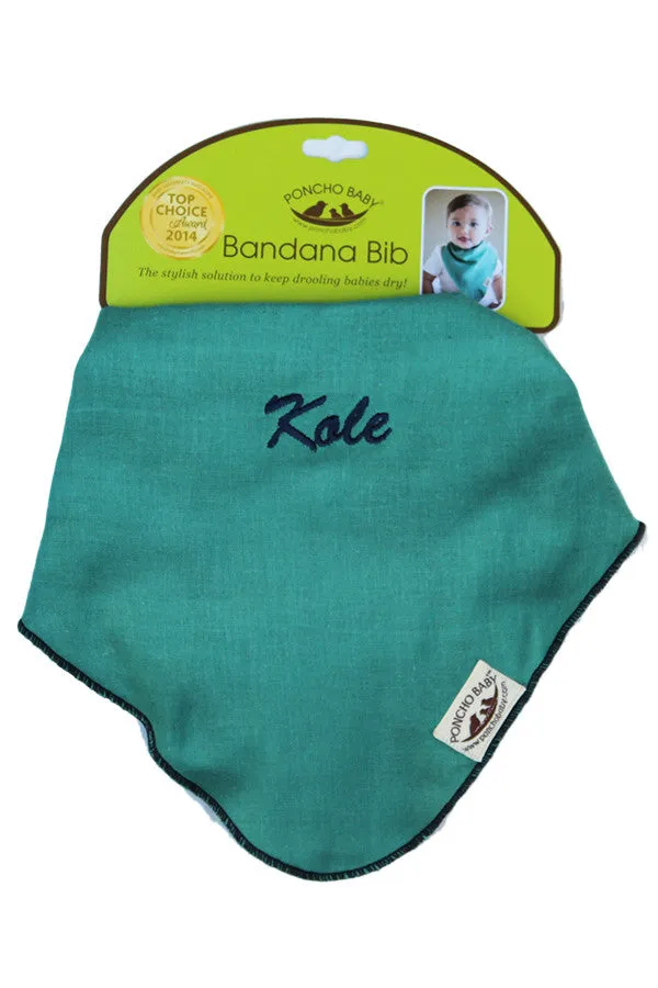 Personalized Bib - Organic Bandana Bib Emerald/Navy