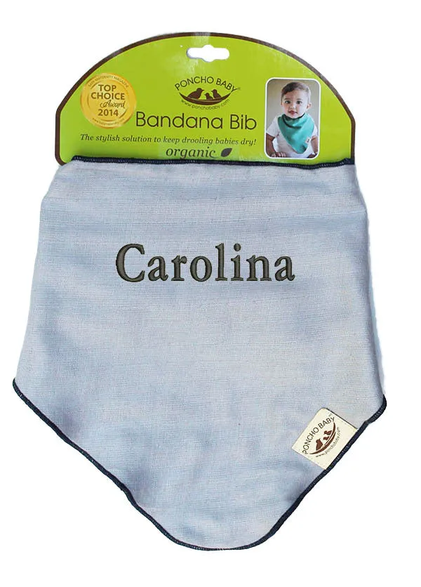 Personalized Bib - Organic Bandana Bib Gray/Navy