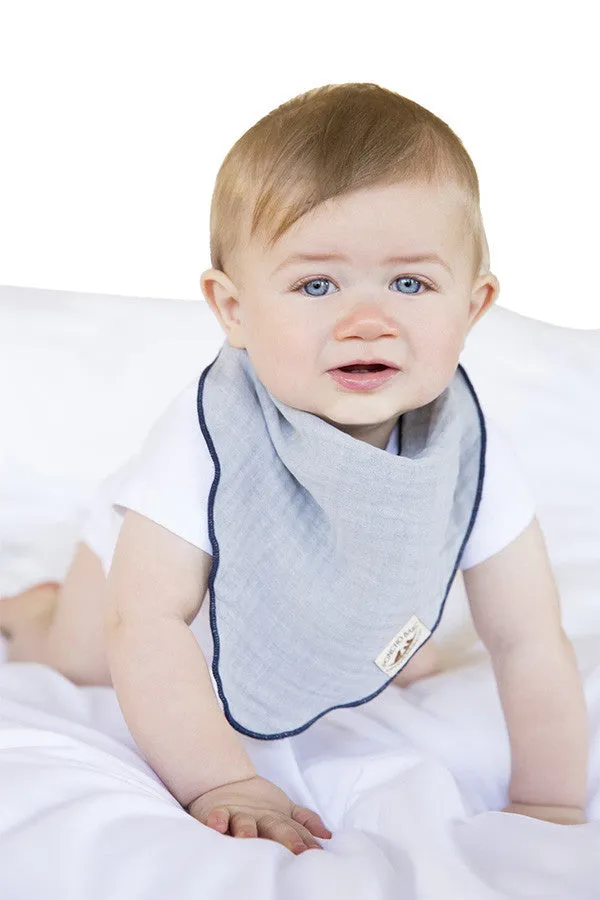 Personalized Bib - Organic Bandana Bib Gray/Navy