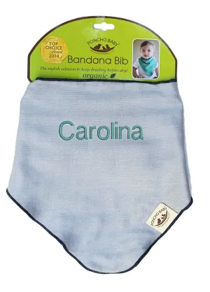 Personalized Bib - Organic Bandana Bib Gray/Navy