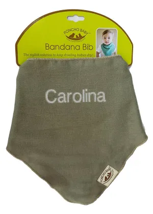 Personalized Bib - Organic Bandana Bib Olive/Beige