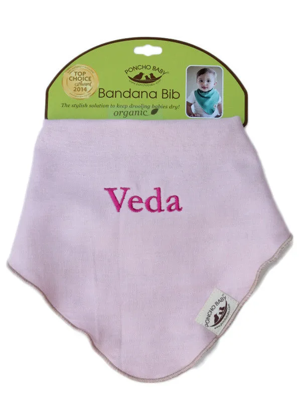 Personalized Bib - Organic Bandana Bib Pink/Beige