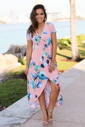 Pink Floral High Low Dress