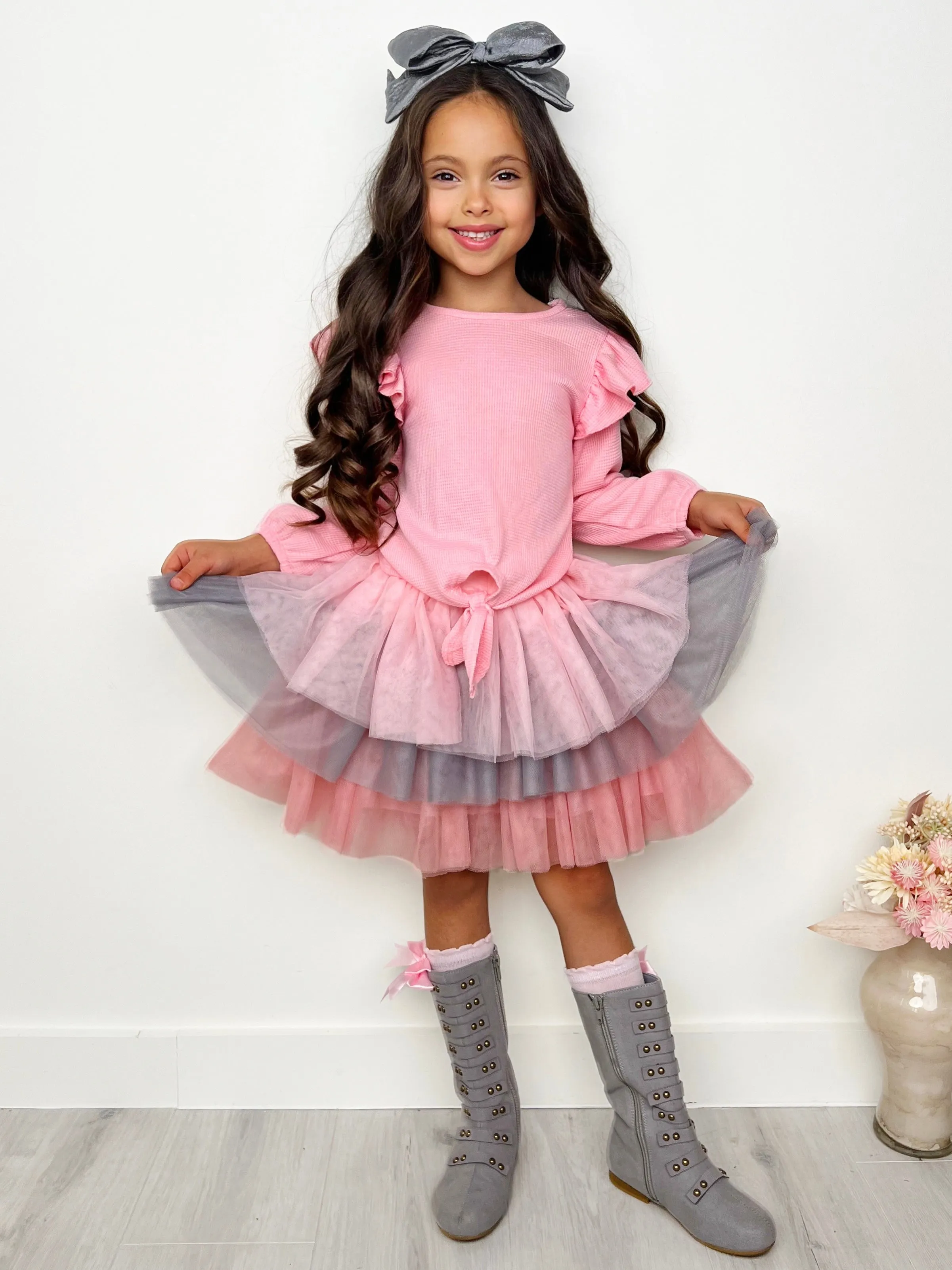 Pink Ruffle Top and Layered Tutu Skirt Set