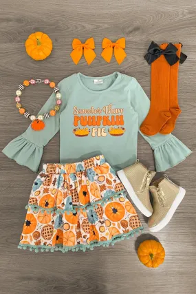 "Sweeter Than Pumpkin Pie" Pom Pom Skirt Set