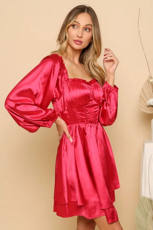 Red Satin Mini Dress