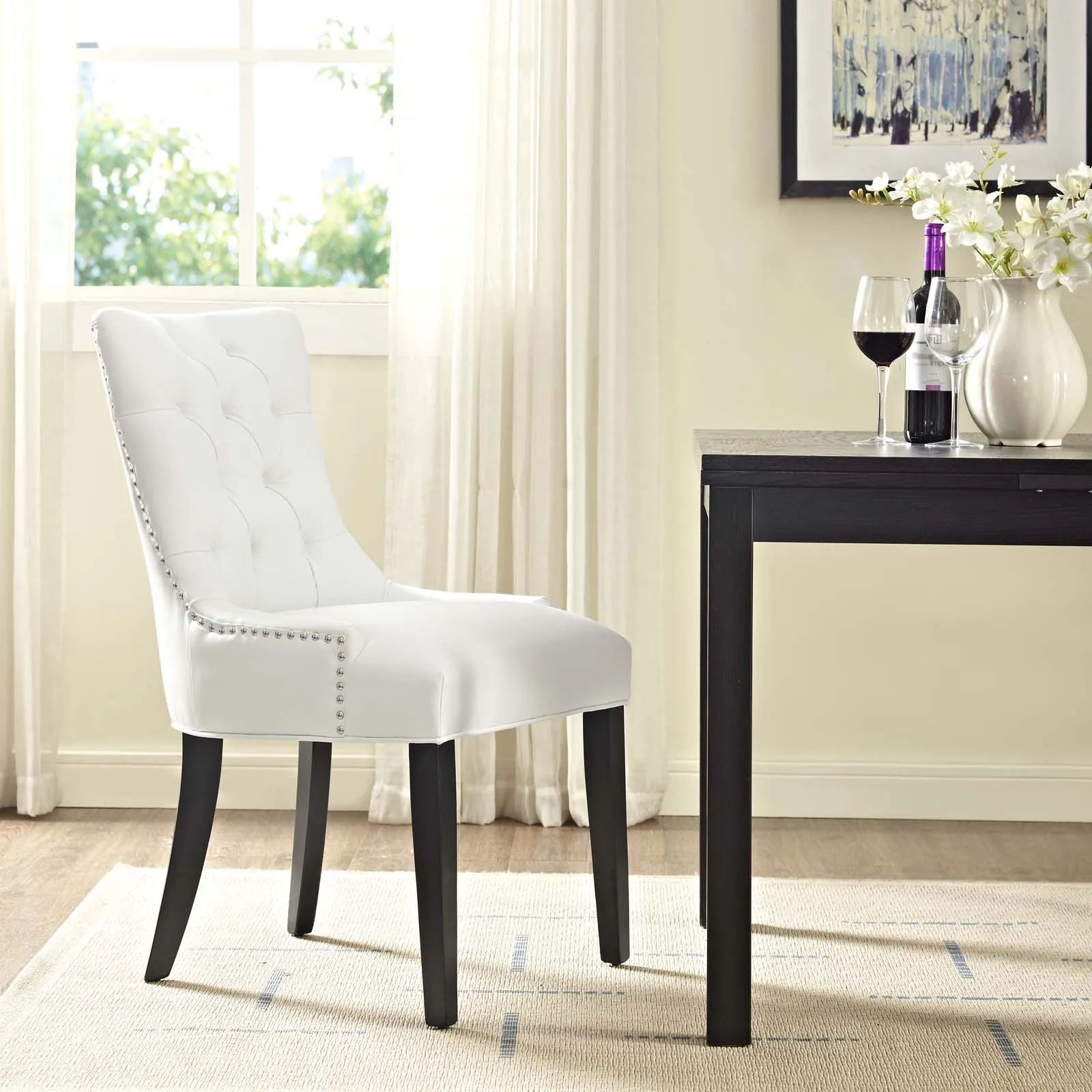 Regent Tufted Vegan Leather Dining Chair White EEI-2222-WHI