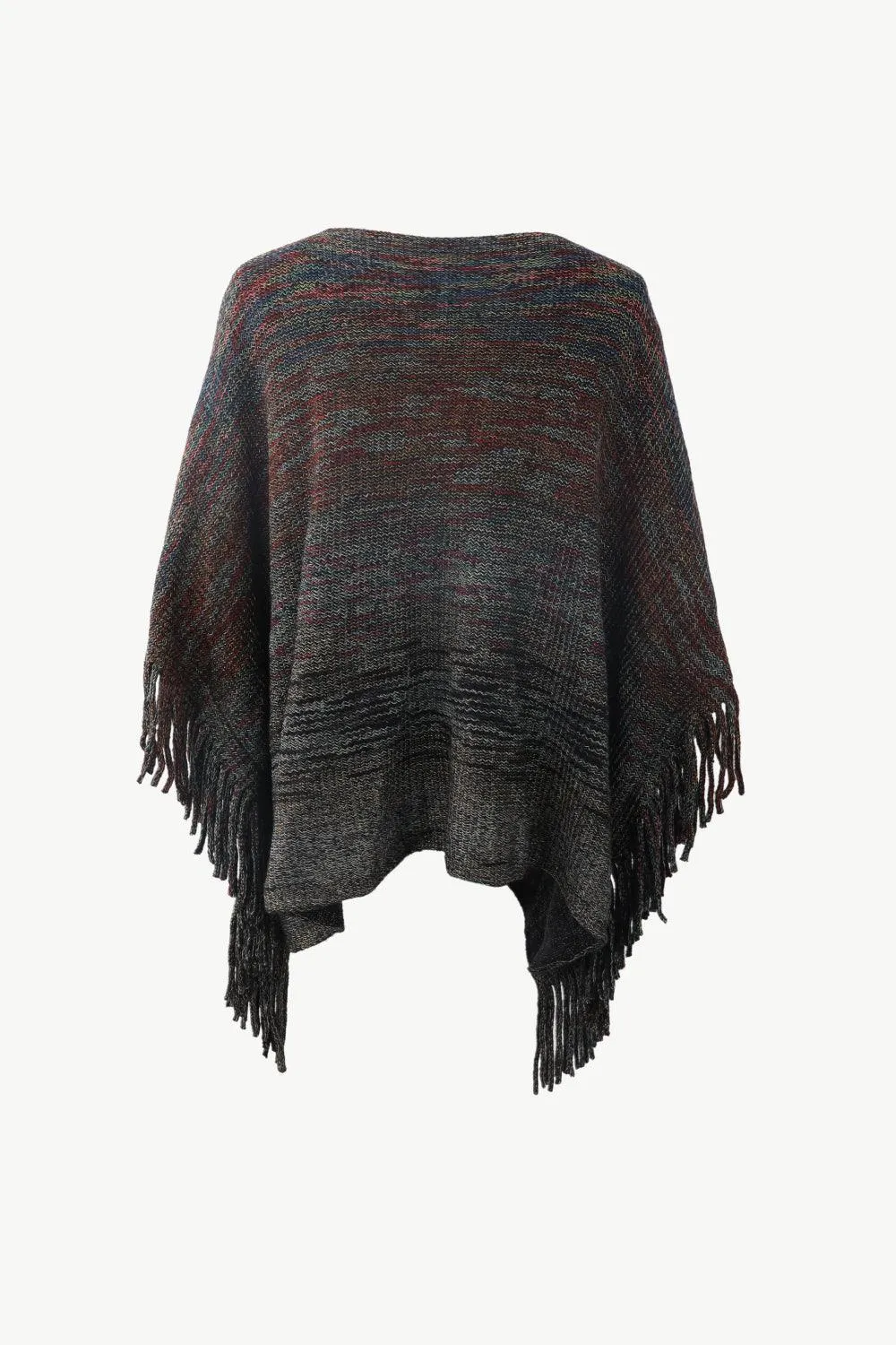 Round Neck Fringe Detail Poncho